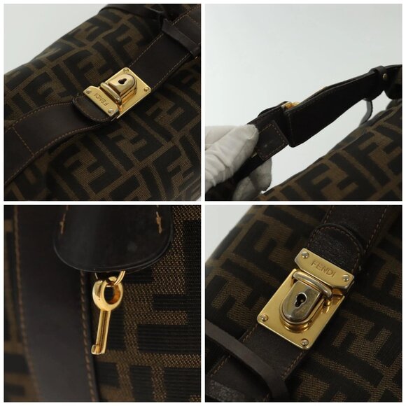 FENDI Zucca Canvas Vanity Pouch Black Brown gold Auth 136534 - Picture 16 of 16